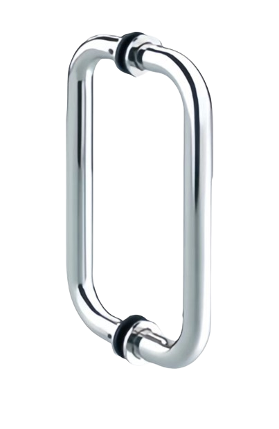 Shower door handle for frameless glass doors